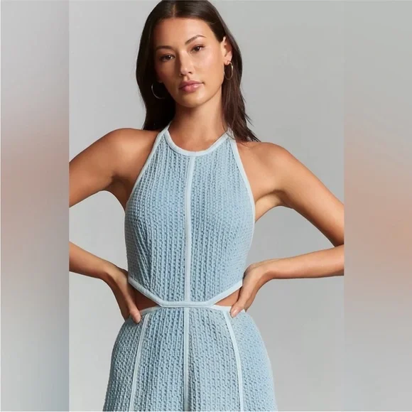 Sabina Musayev Small Gossip Halter Maxi denim chambray 70s boho Blue Dress - Picture 2 of 8